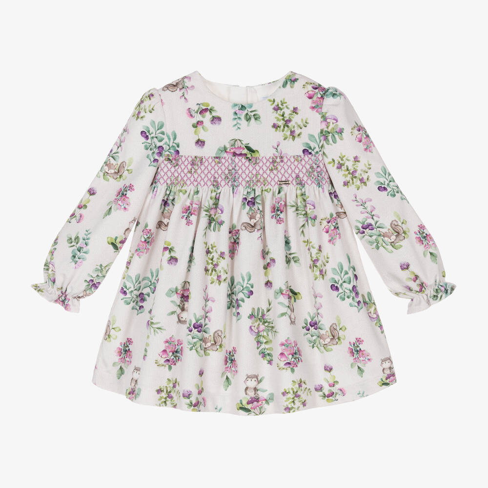 Girls Ivory Floral Print dress