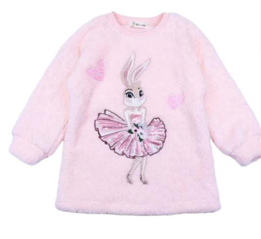 Pink Miss Bunny Sweatshirt & Fur Leggings Set