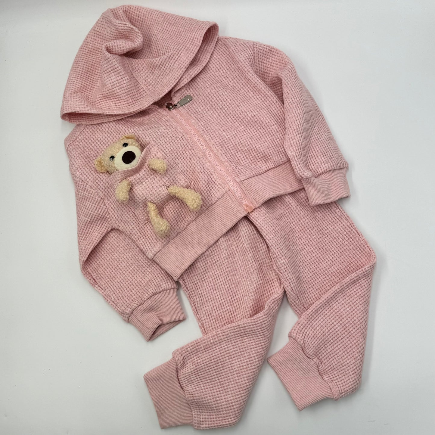 Teddy Hooded Loungewear Set - Pink